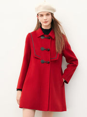 Chili Red Woolen Coat GOELIA