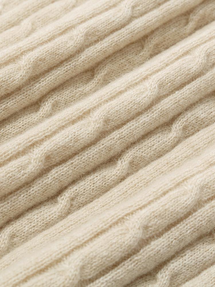 Pure Cashmere Seamless Cable Knit Sweater GOELIA