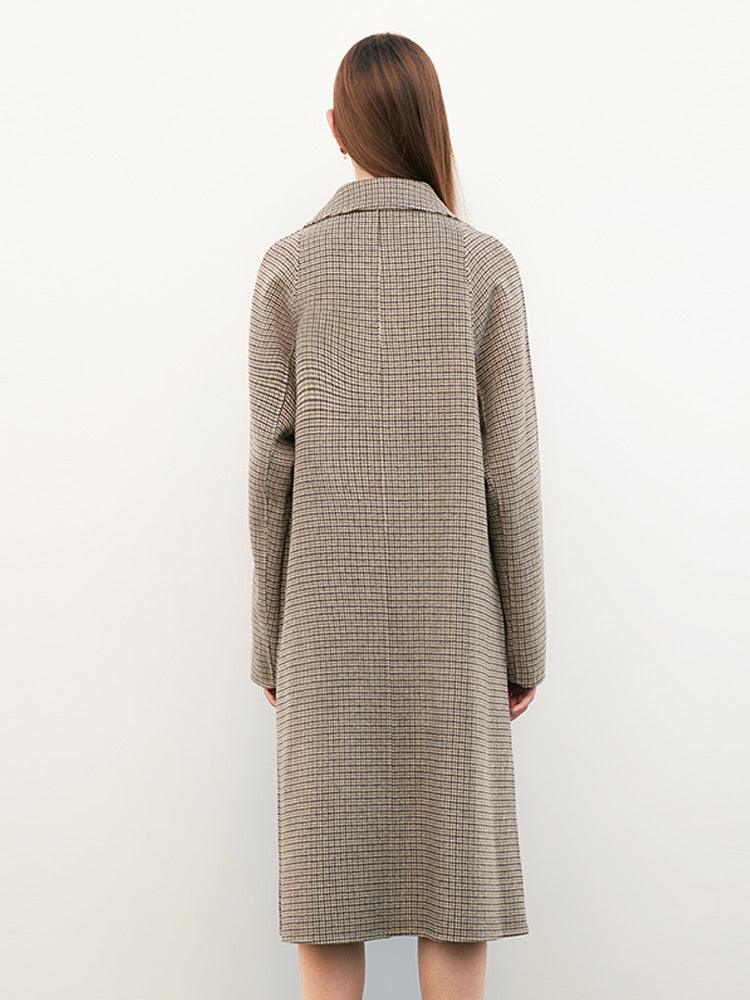 Houndstooth Pattern Wool Coat GOELIA