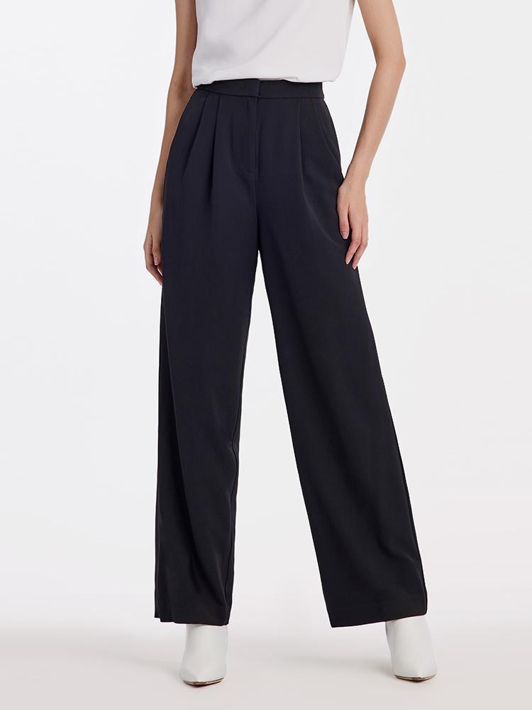 Black Straight Full Length Pants GOELIA