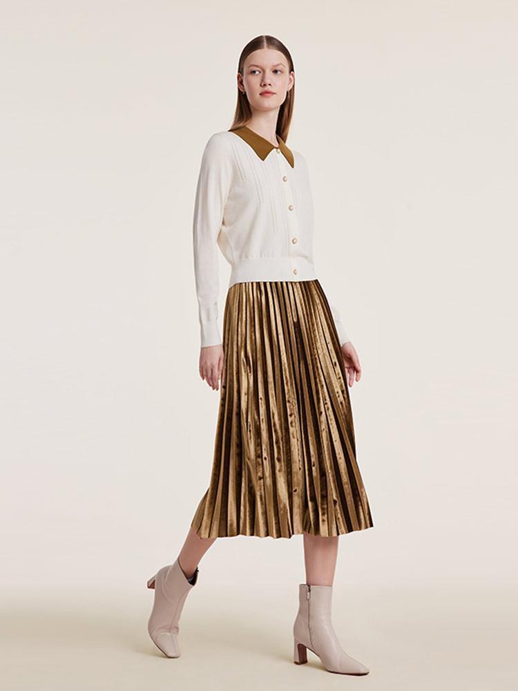 Polo Neck Sweater And Pleated Skirt Two-Piece Set GOELIA