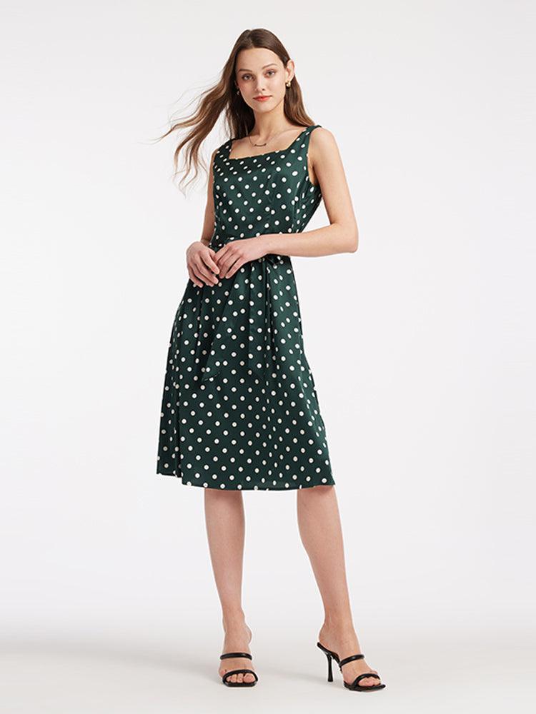 16 Momme Kleid aus reiner Seide mit Punkten 