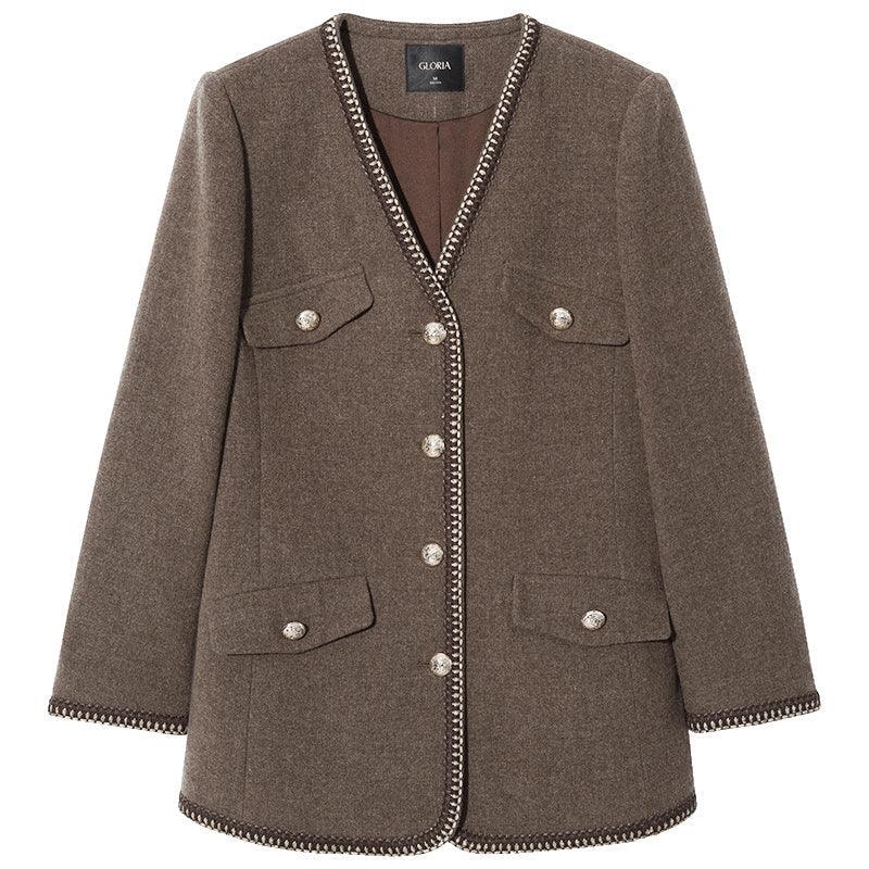 Brown Washable Wool Tweed Jacket GOELIA