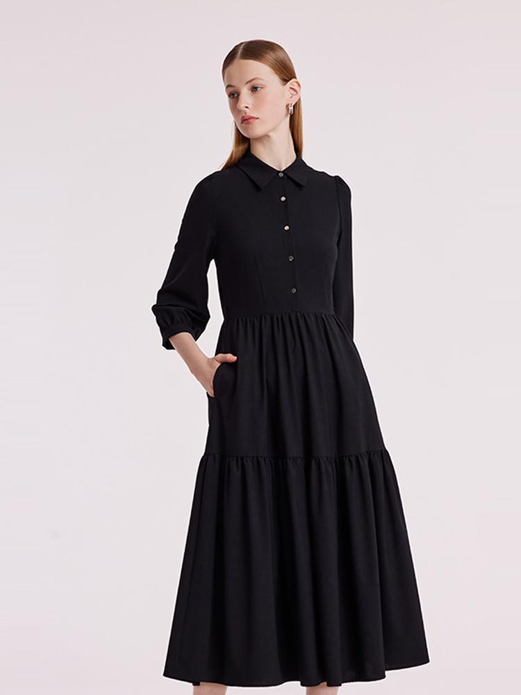 Machine Washable Silk And Woolen Dress GOELIA