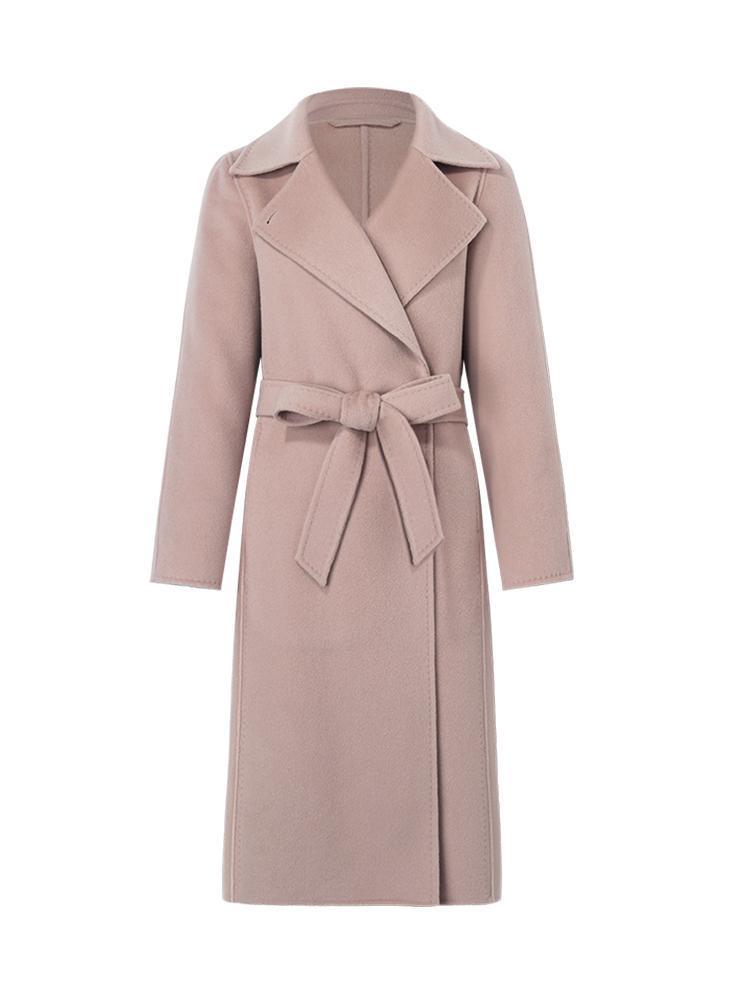 Pink Pure Cashmere Straight Lapel Coat GOELIA