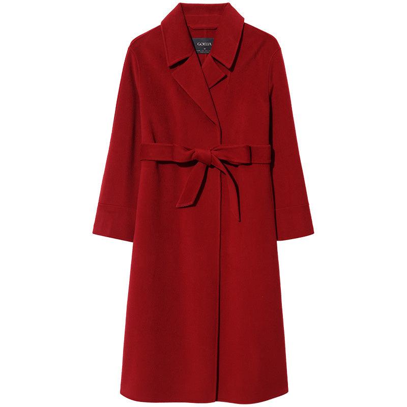 Silk Wool Lapel Double Woolen Coat GOELIA