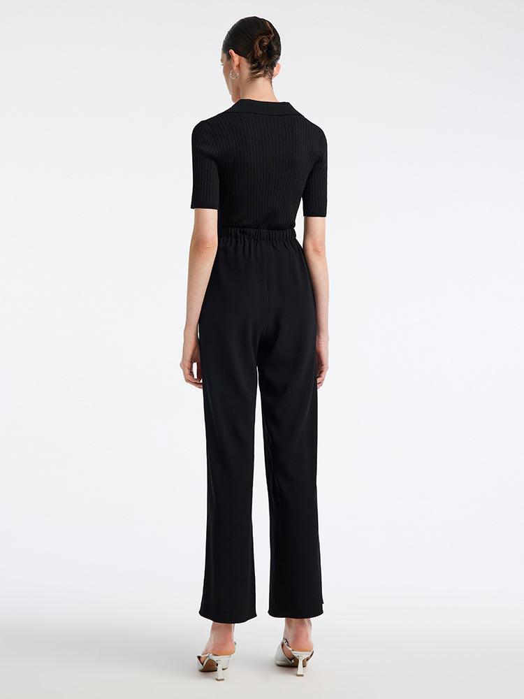 Black Straight Full Length Pants GOELIA